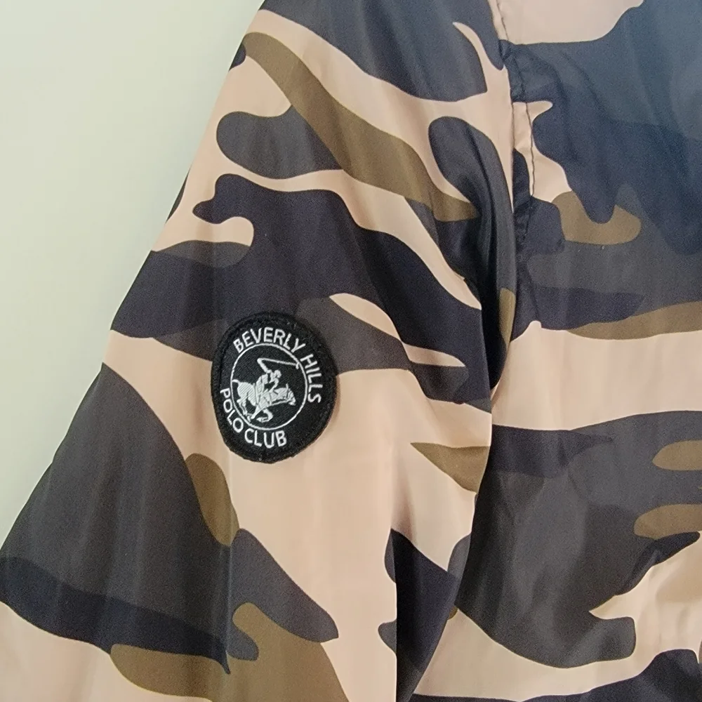 Beverly Hills Polo Club Camo bomber jacket with front snap button pocket Medium